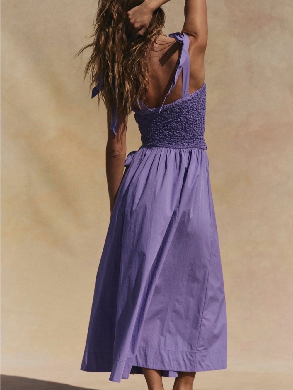 Free People Margate Cotton Midi Dress โ Spring Tulip Purple โ Size XS - Picture 3 of 7